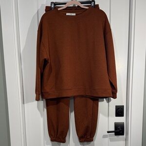 See And Be Seen Rust Textured Sweatshirt and Jogger Set